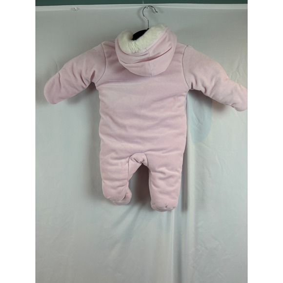 Juicy Couture Baby Girl Pink Velour Sequin Heart Pram Snowsuit Hood 6-9Med - Picture 8 of 9